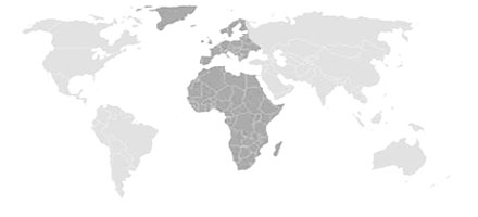 world map North America